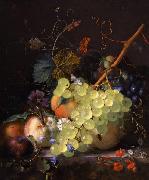 Jan van Huysum Still-life of grapes and a peach on a table-top France oil painting artist